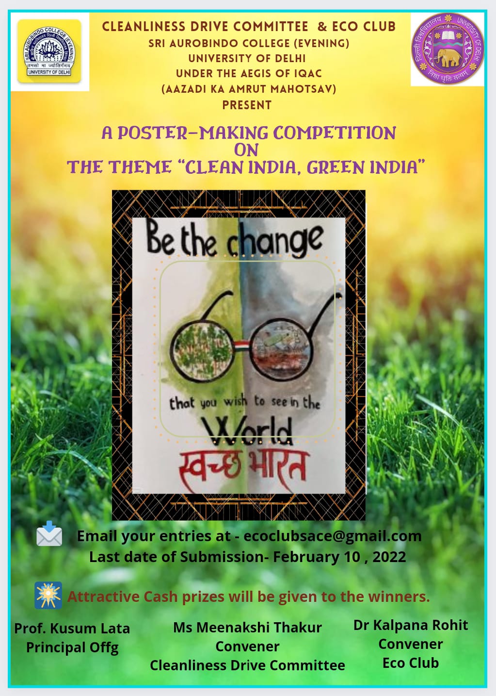 A Poster Making Competition on The Theme Clean India, Green India